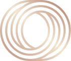 Abstract circular line logo design in rose gold