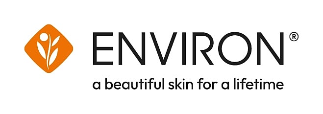 Environ logo with tagline about beautiful skin.