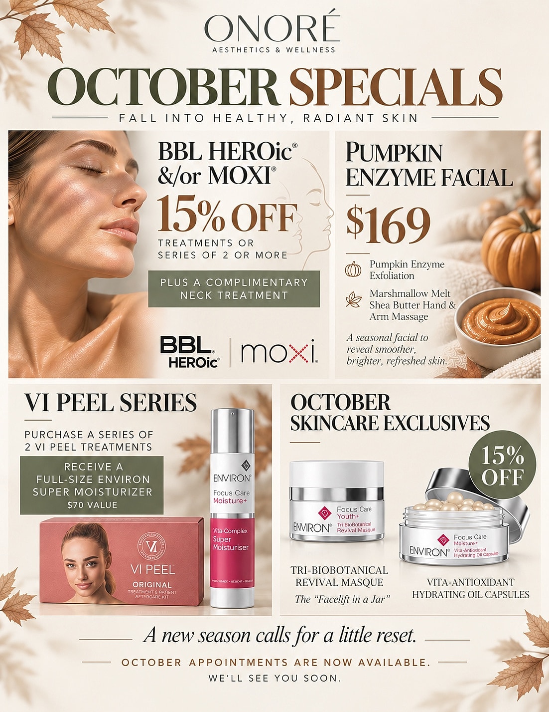 October skincare specials for radiant skin treatment.